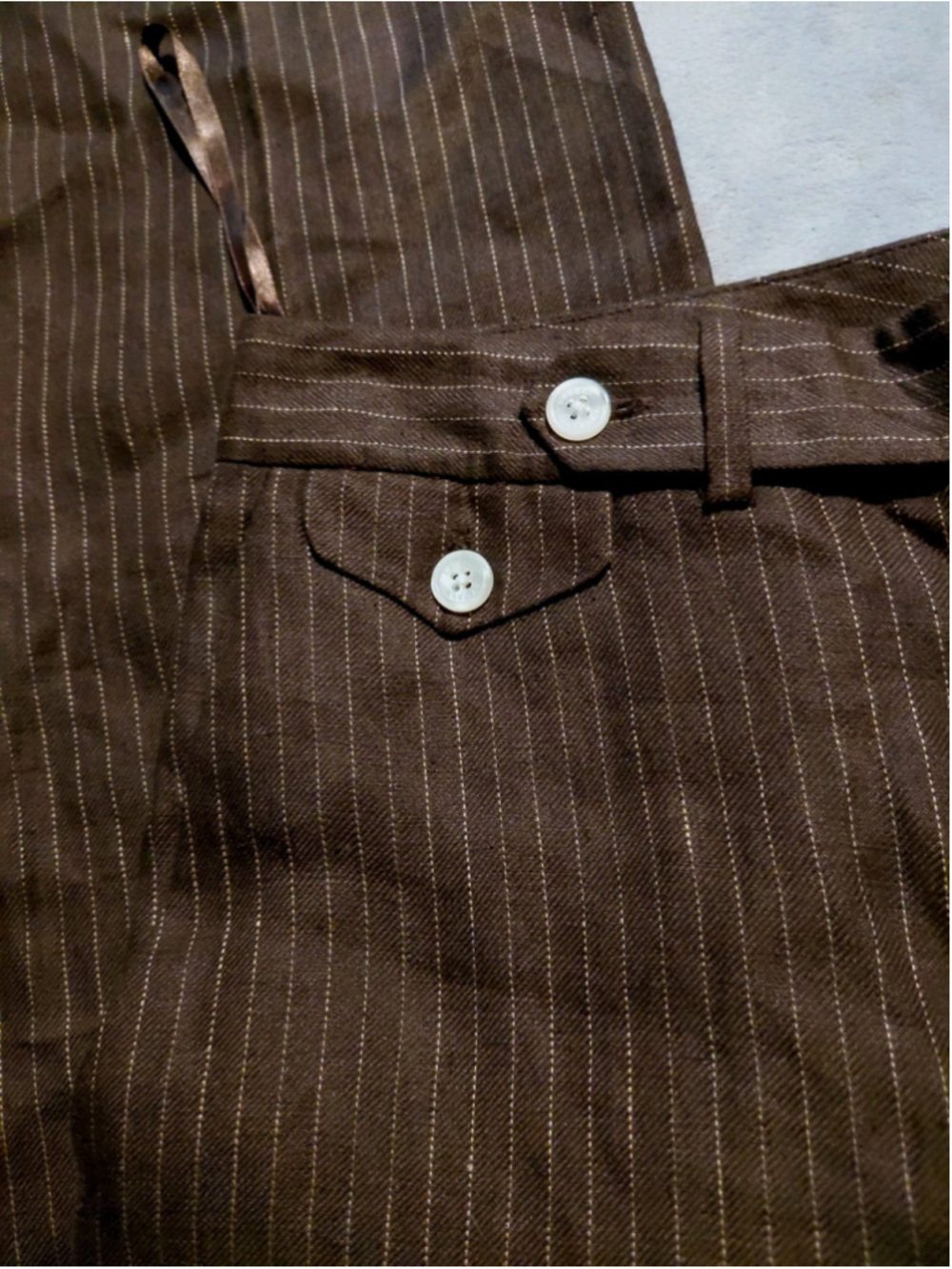 Lauren Ralph Lauren Classic Brown Pinstripes Linen Dress Pants Size 6 NWT - Picture 4 of 8